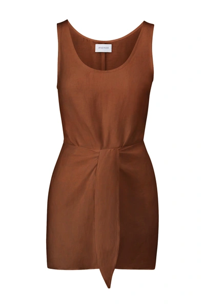 Anemos The D.k. Mini Dress In Linen Cupro In Tawny