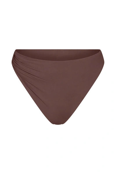 Anemos The Draped Asymmetric Midi Bikini Bottom In Moka