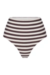 Anemos The High-waist Bikini Bottom In Espresso Even Stripes In Xs