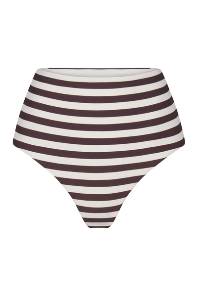 Anemos The High-waist Bikini Bottom In Espresso Even Stripes In Xs