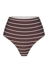 ANEMOS THE HIGH-WAIST BIKINI BOTTOM IN ESPRESSO ODD STRIPES