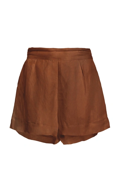 Anemos The High-waist Short Short In Linen Cupro In Tawny
