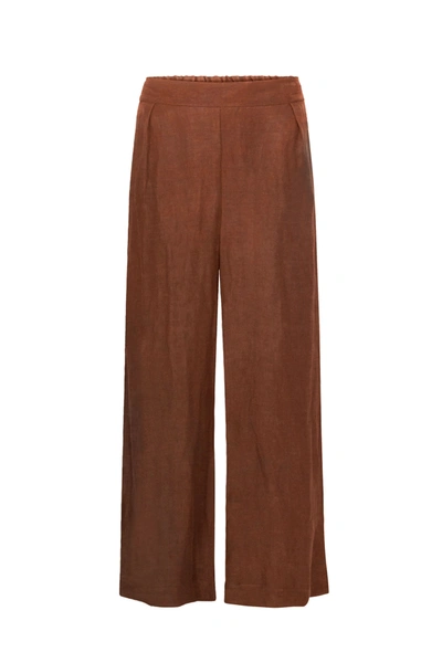 Anemos The Keaton Wide Leg Pant In Linen Cupro In Tawny