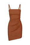 ANEMOS NADEGE DRAPED MINI DRESS IN STRETCH LINEN