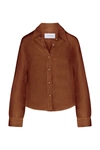 Anemos The Phillips Long Sleeve Button-down Shirt In Linen Cupro In Tawny