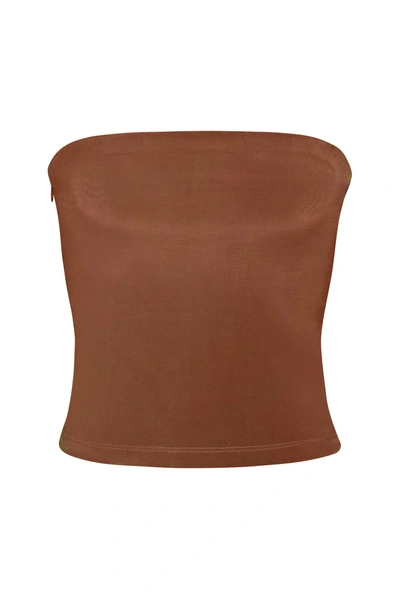Anemos The Ritts Strapless Top In Stretch Cupro In Tawny