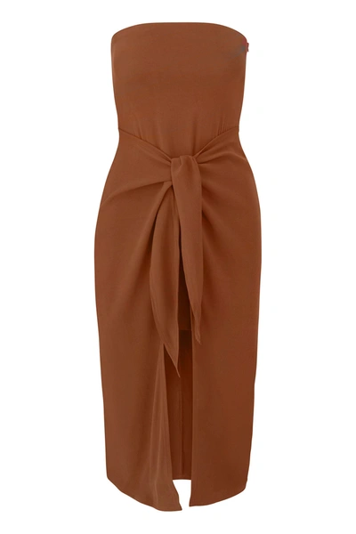 Anemos The Strapless D.k. Wrap Dress In Stretch Cupro In Tawny