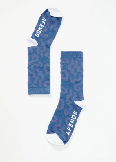 Afends Crew Socks In Colour-blue