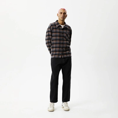 Afends Check Flannel Long Sleeve Shirt In Black