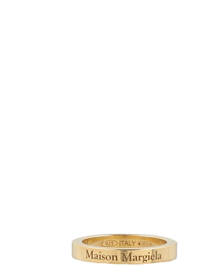 Maison Margiela Logo Engraved Ring In Yellow Gold Plating Burattato