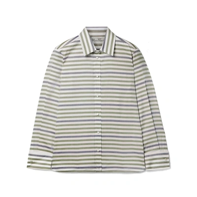 Max Mara Davy Striped Oxford Shirt In Green