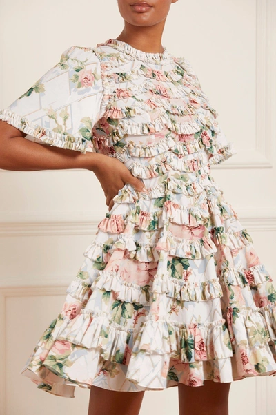 Needle & Thread Harlequin Rose Crepe Mini Dress In Multi