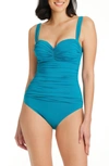 Bleu By Rod Beattie Kore Shirred Underwire One-piece Swimsuit In Ocean
