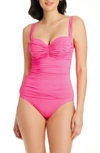 BLEU BY ROD BEATTIE KORE SHIRRED UNDERWIRE ONE-PIECE SWIMSUIT