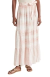 Splendid Women's Kira Striped Linen Blend Maxi Skirt In Rouge Stripe