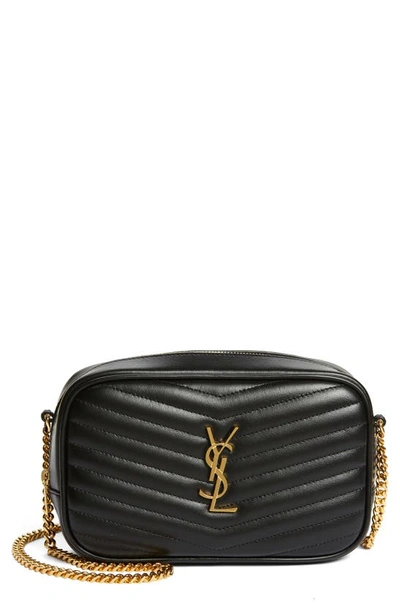 Saint Laurent Lou Mini Quilted Textured-leather Shoulder Bag In Nero