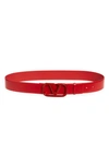 Valentino Garavani Vlogo Leather Belt In Red