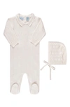 Feltman Brothers Pompom Pointelle Stitch Footie & Hat In Ivory