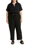 EILEEN FISHER CLASSIC COLLAR ORGANIC COTTON ANKLE JUMPSUIT