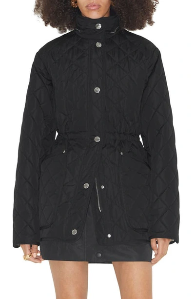 Burberry Roxbugh Diamond Quilted Nylon Hooded Jacket In Black