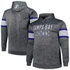Profile Men's Heather Charcoal Tampa Bay Lightning Big And Tall Stripe Pullover Hoodie In Heather Charcoal