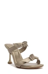 Alexandre Birman Clarita Leather Bow Two-band Sandals In Gold