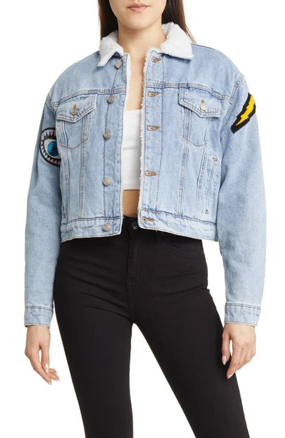 Azalea Wang Sequin Appliqué Denim Jacket In Blue Multi