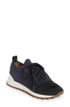 Brunello Cucinelli Knit Suede Trainer Sneakers In Blu