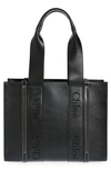 Chloé Woody Medium Leather Tote Bag In Black 001