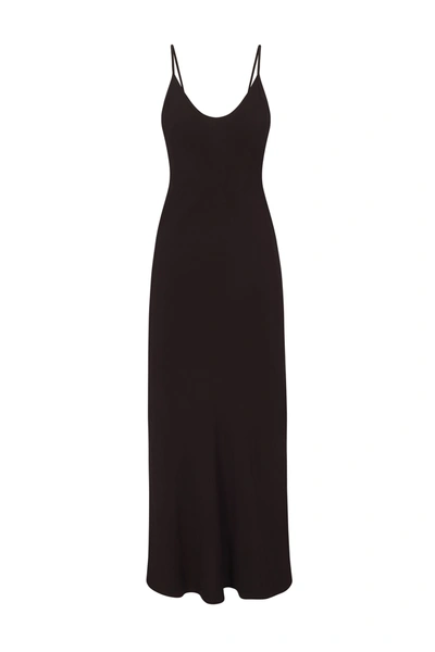 Anemos Harlow Bias Cut Slip Dress In Stretch Cupro In Espresso