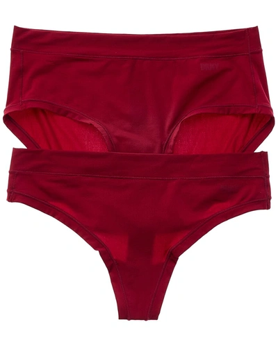 Dkny 2pk Thong & Hipster In Red