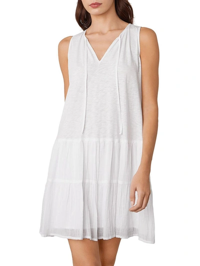 Velvet By Graham & Spencer Womens Cotton Mini Shift Dress In White