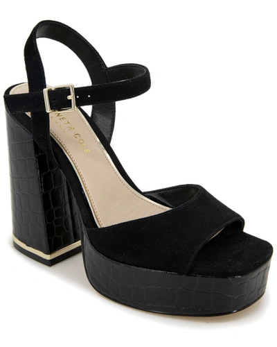 Kenneth Cole Women's Dolly Croc Embossed Leather & Suede Sandals In Black