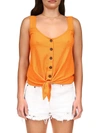 Sanctuary Womens Button-down Tie Front Tank Top In Orange