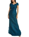 TERI JON BY RICKIE FREEMAN OFF-THE-SHOULDER JACQUARD GOWN