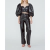 Rotate Birger Christensen Rotie Snake-effect Vegan Leather Straight-leg Pants In Black