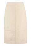 Hugo Boss Regular-fit Pencil Skirt In Leather In Beige