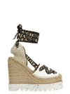Stella Mccartney Gaia Logo-jacquard And Cotton-canvas Wedge Espadrilles