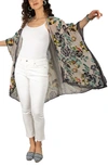 Saachi Velvet Floral Ruana In Beige Multi