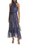 Ramy Brook Bridgid Sleeveless Twist-front Silk Jumpsuit In Spring Navy Subtle Silk