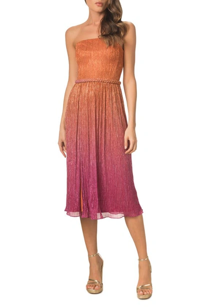 DRESS THE POPULATION HALDIS METALLIC OMBRÉ STRAPLESS COCKTAIL DRESS