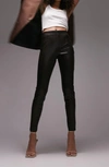 TOPSHOP SKINNY FIT FAUX LEATHER TROUSERS