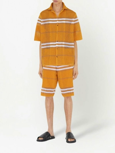 Burberry Icon Stripe Short-sleeved Knitted Shirt In Marigold