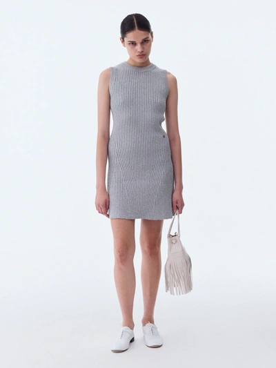 Recto Women Peony Ribbed Knit Dress In Silver