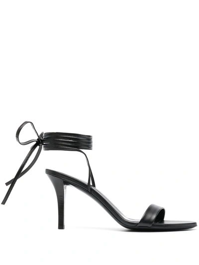 The Row Ankle-tie Leather Gladiator Sandals In Nero