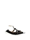 13 09 Sr Tootsy Ballet Crystal Embellished Leather Flats In White/black