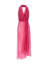 Alberta Ferretti Silk Chiffon Top With Drapes In Fuchsia