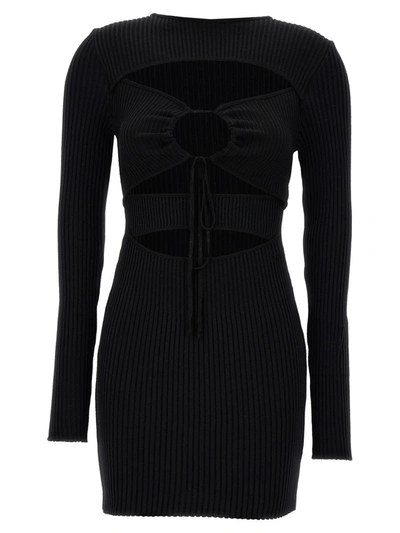 Andreädamo Ribbed Knit Mini Dress In Black