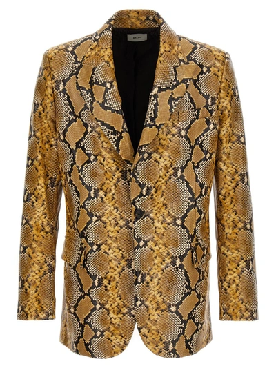 Bally Snake-print Buttoned Blazer In Yellow