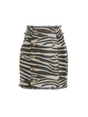 Balmain Hw Butonned Lurex Zebra Short Skirt In Multicolor